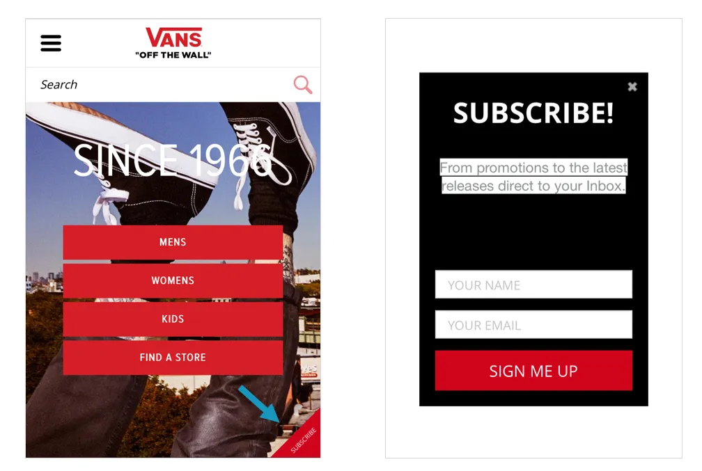 desktop vs mobile popup