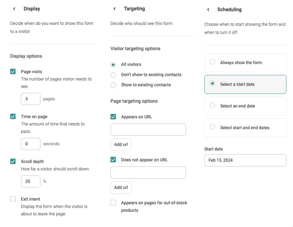 targeting omnisend forms