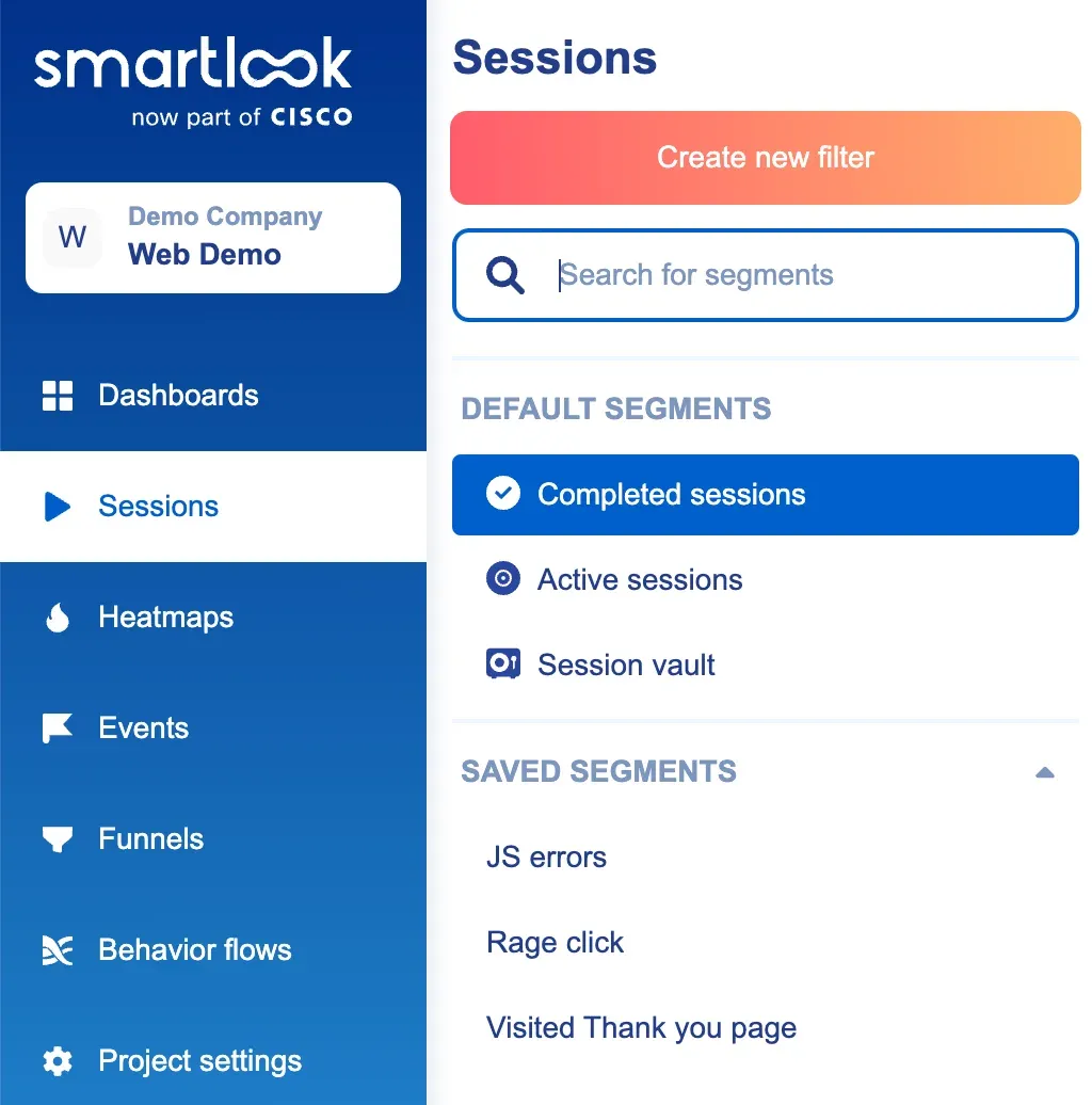 smartlook menu