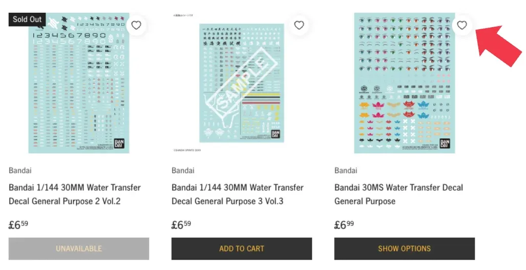 add to wishlist buttons