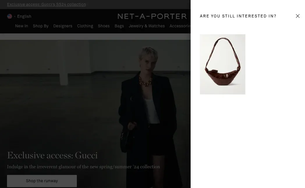 cart abandonment popup on a shopify store