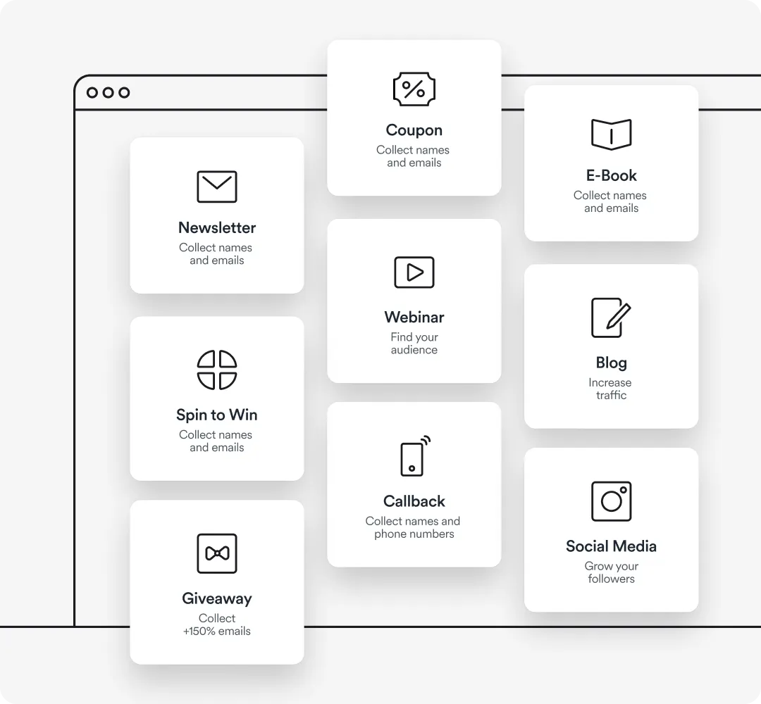 Wisepops - pick a template screen