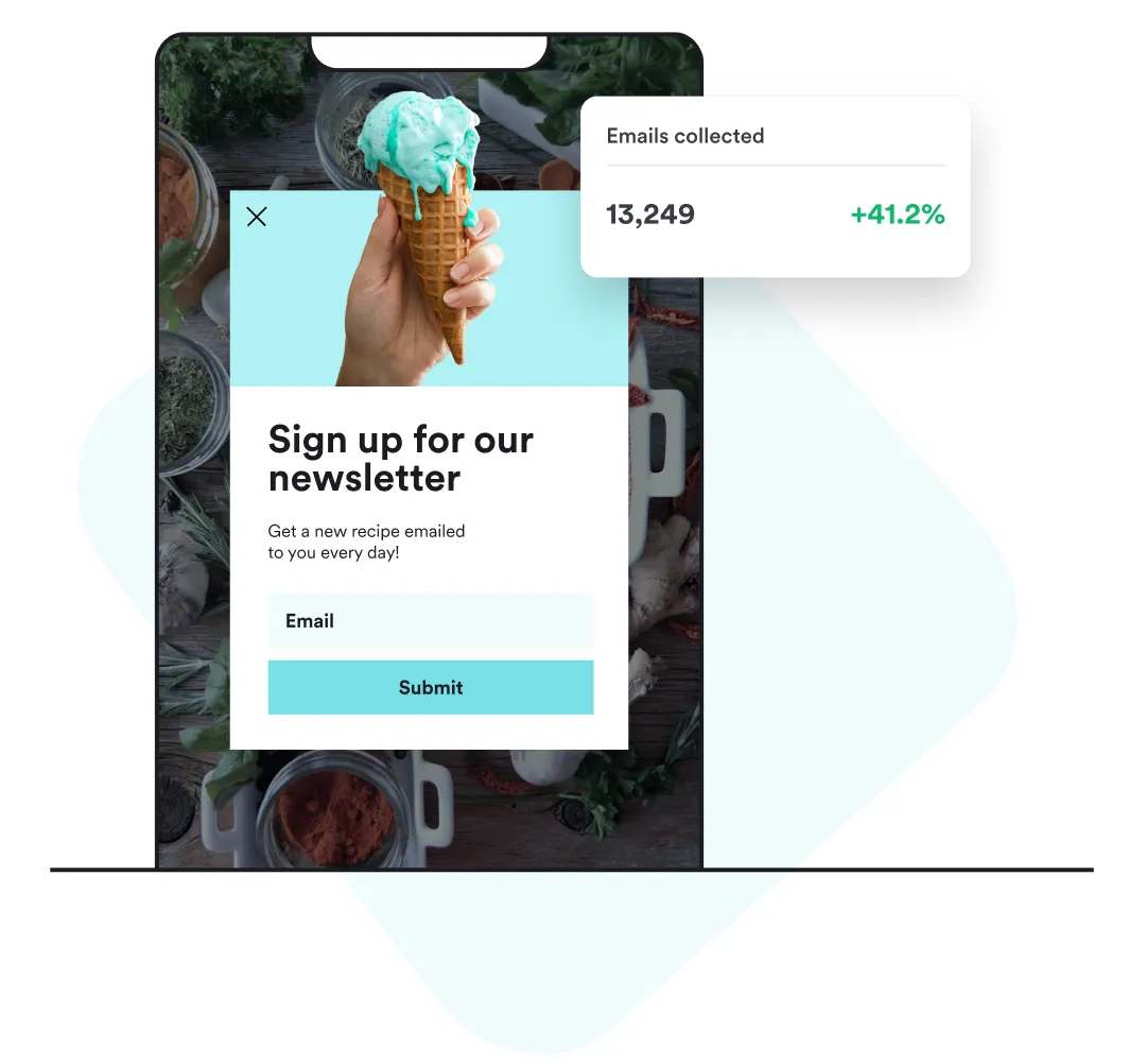 Lightbox popup collects emails