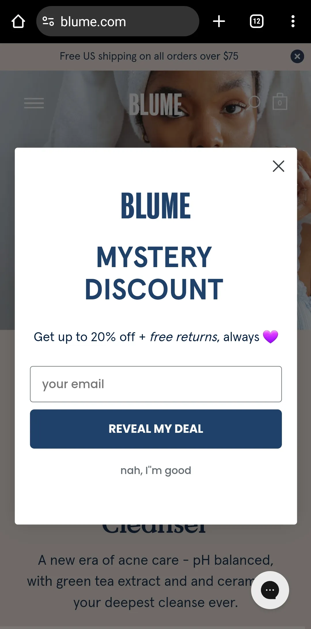 blume popup mobile
