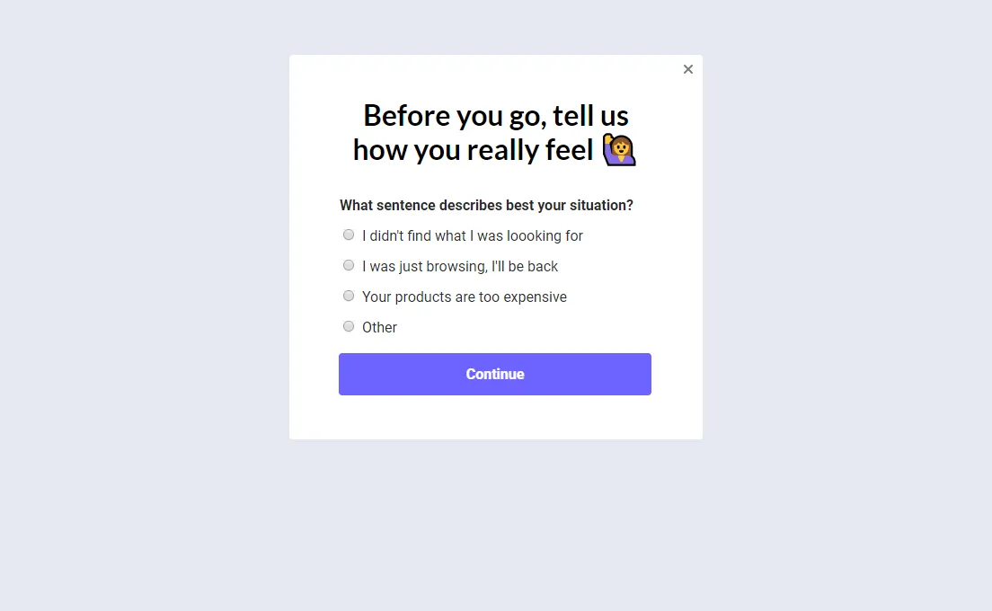 website survey popup