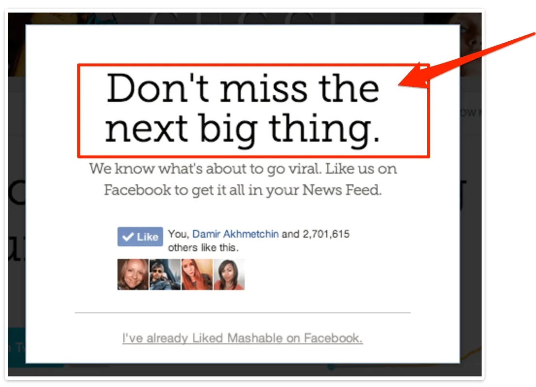 headline example popup