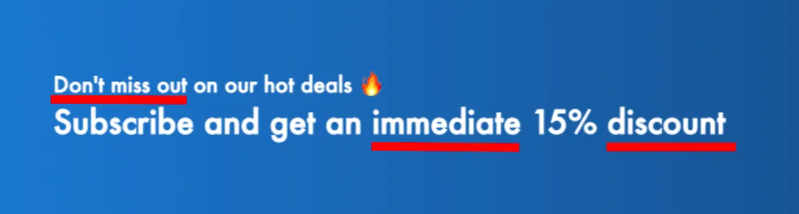 power words example for email signup