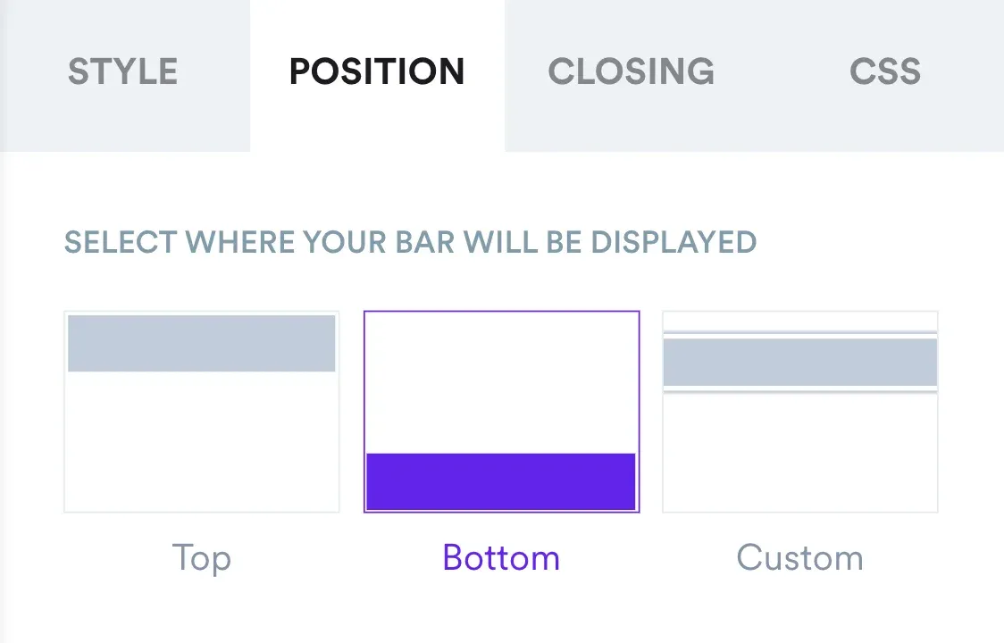bar position settings