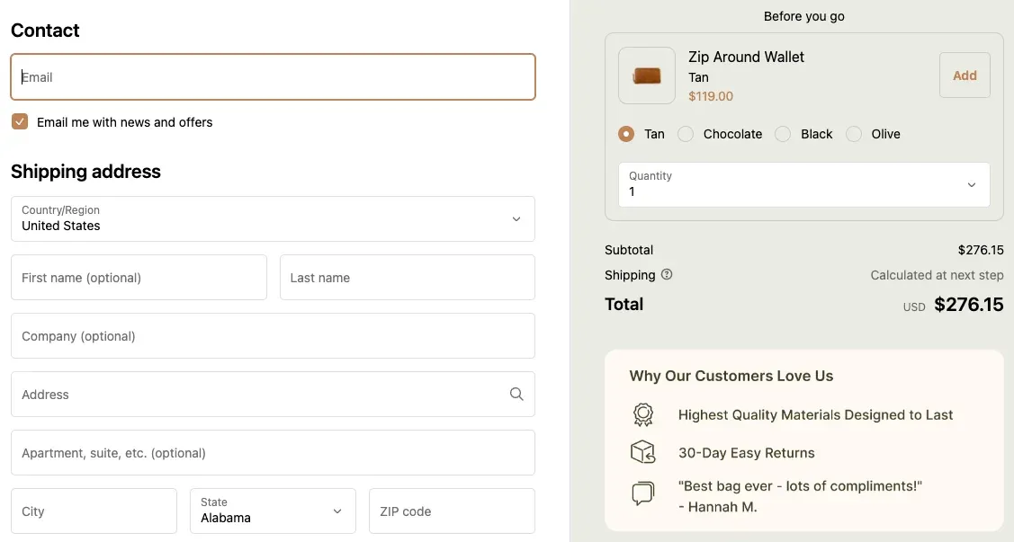 trust signals on checkout