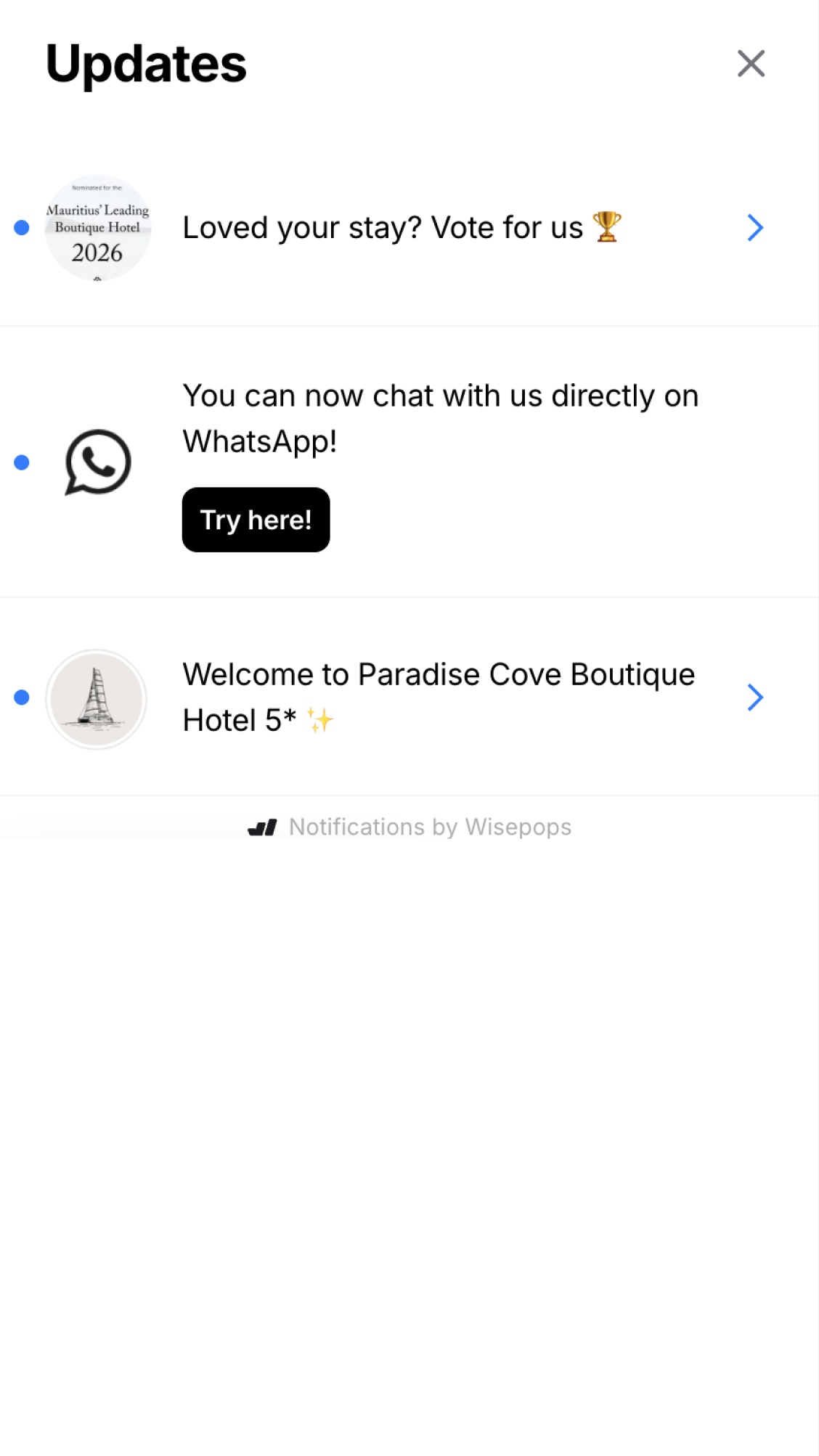 Paradise Cove &mdash; notification feed