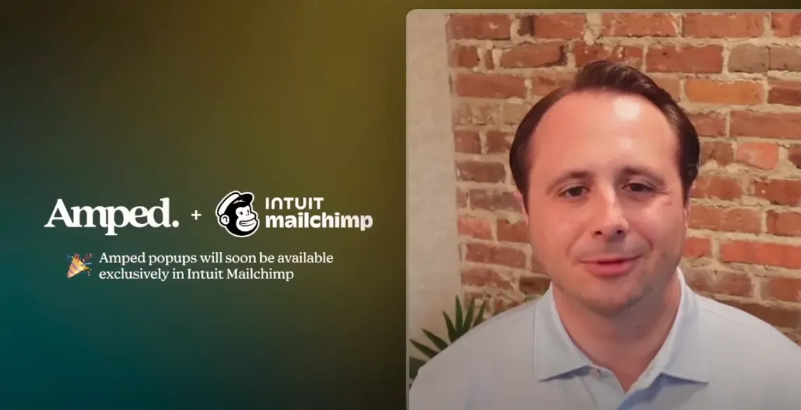 Amped Founder Matt Cimino announcing that his company has been acquired by Intuit Mailchimp