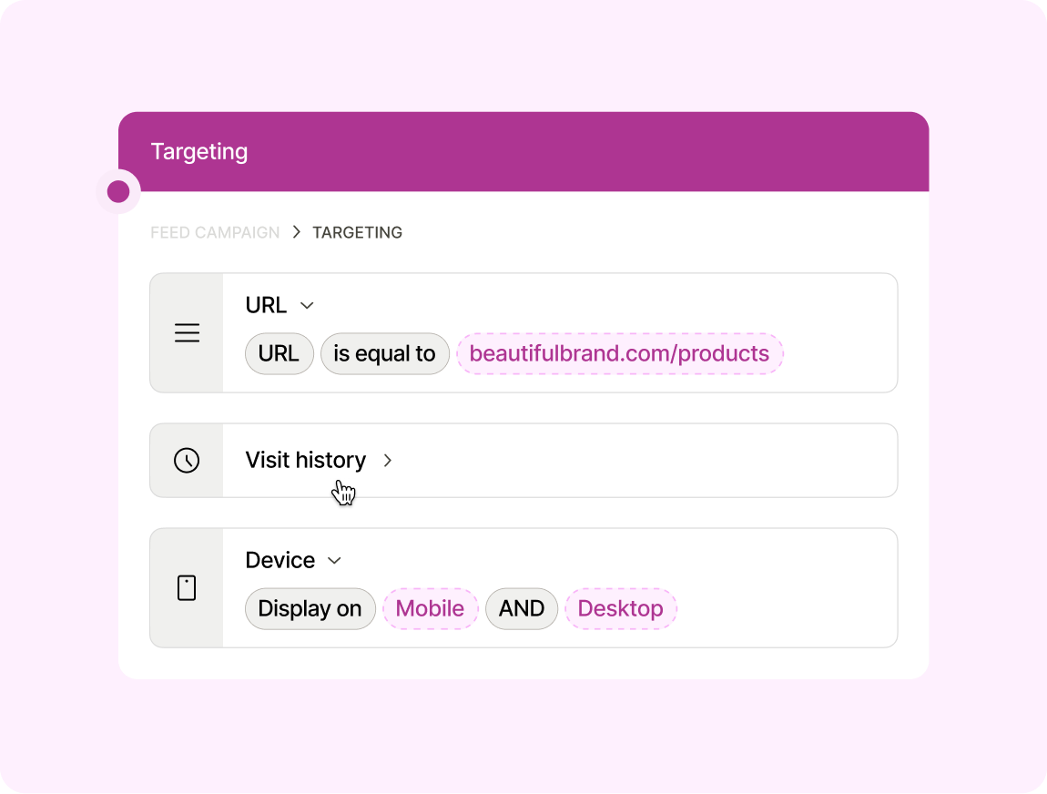 onsite feed targeting options