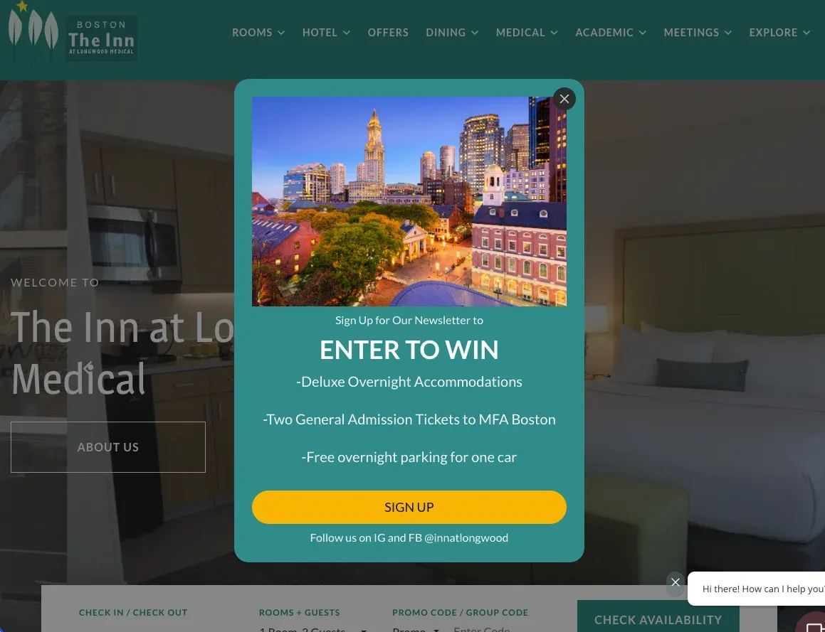 giveaway campaign from boston inn