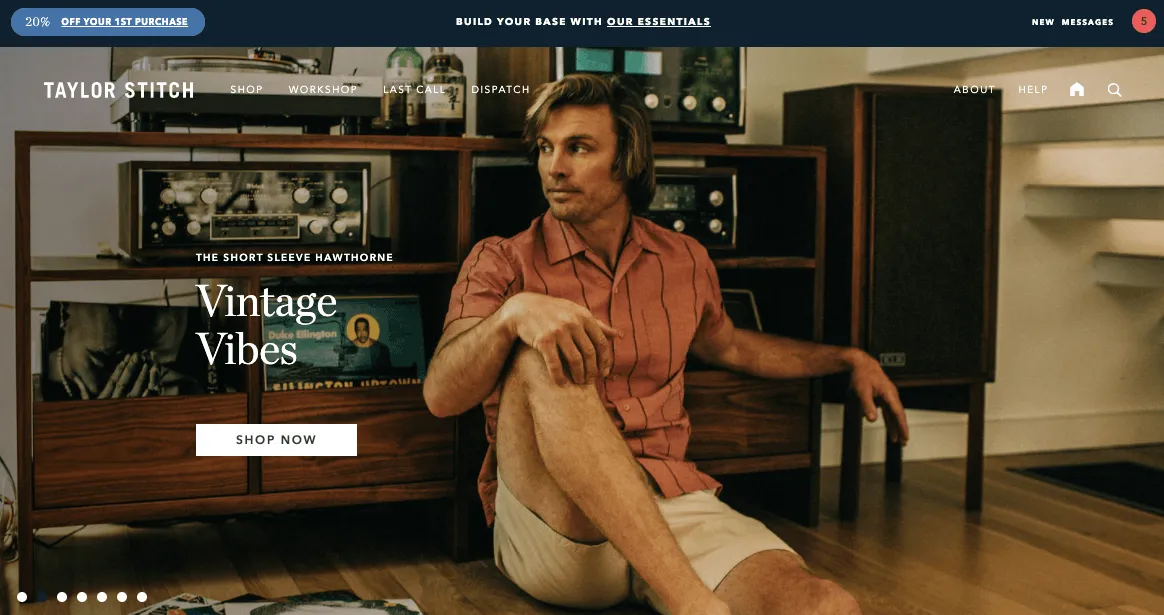 taylor stitch shopify store example