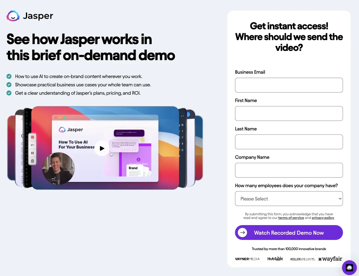 signup form b2b demo
