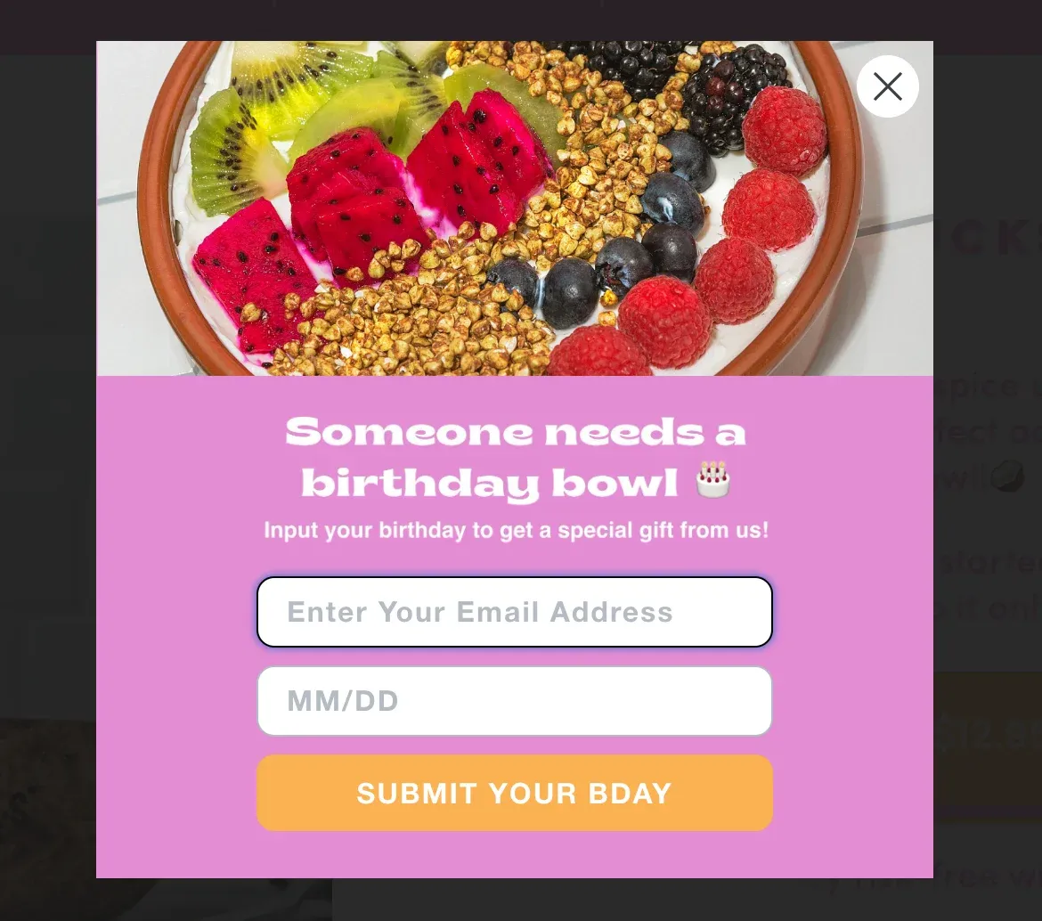 Birthday popup