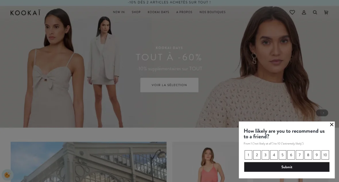 popup to collect customer feedback