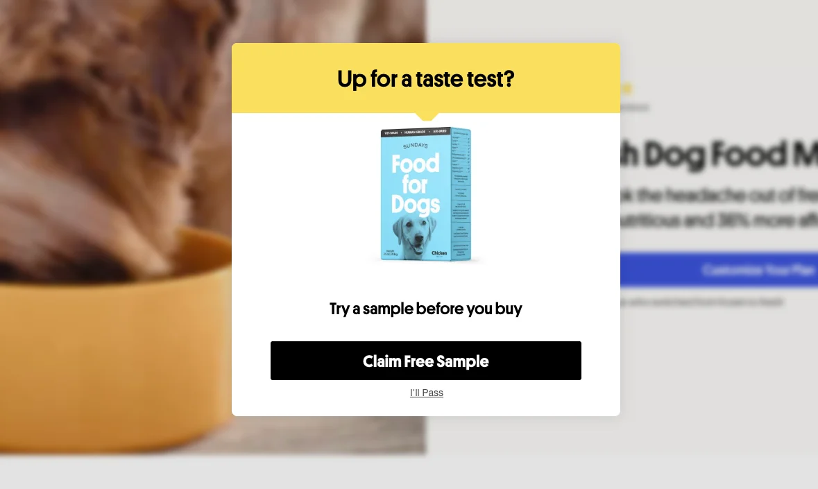 free sample popup window example