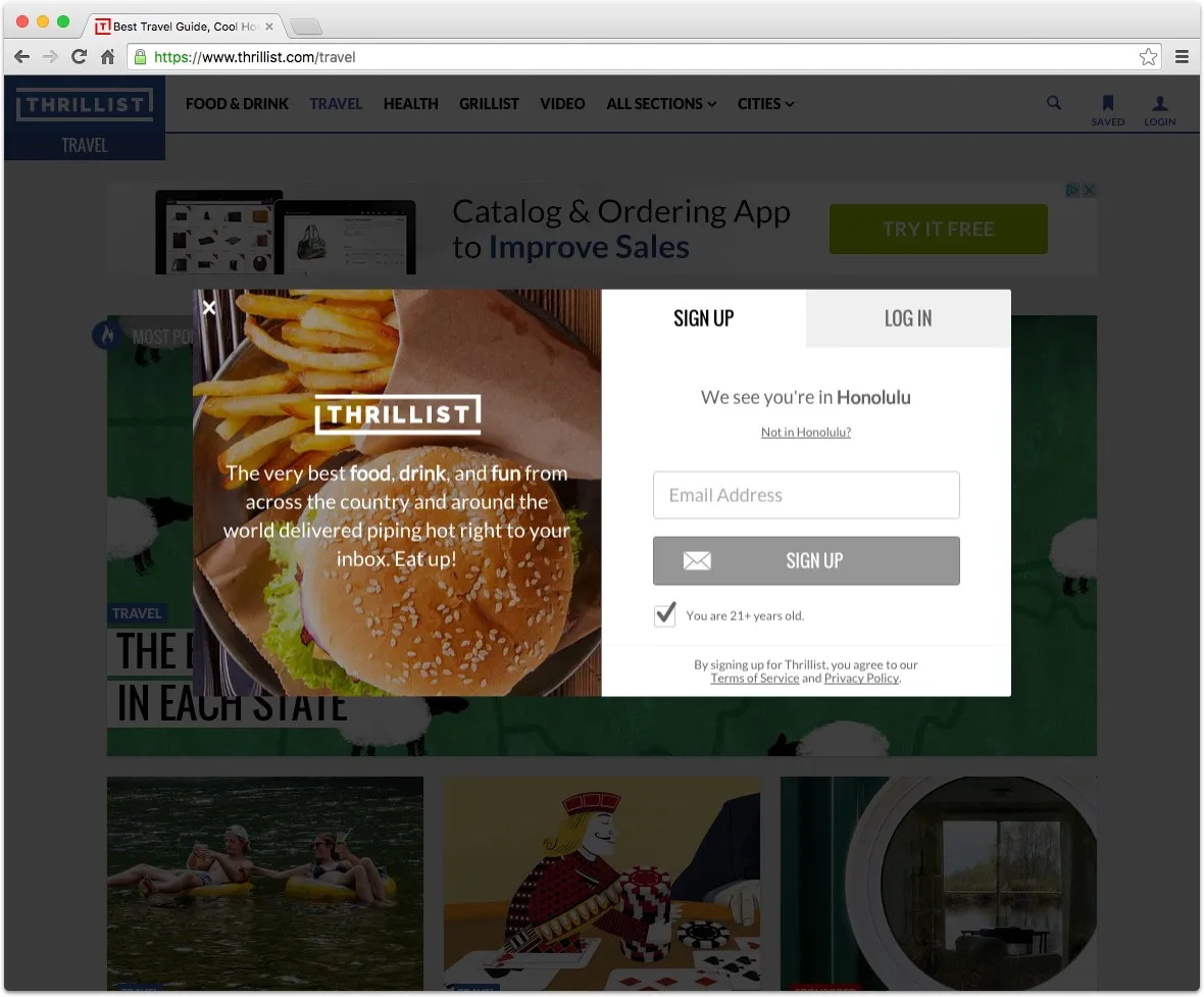Lead generation form example with location of the user