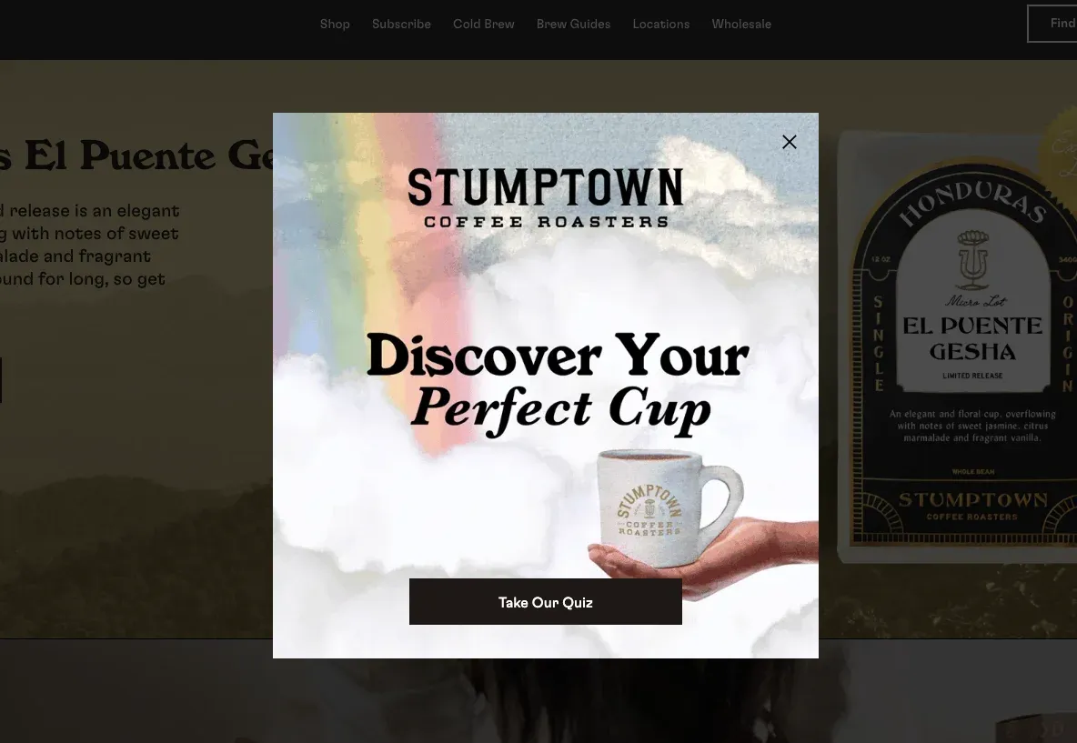 quiz in a popup