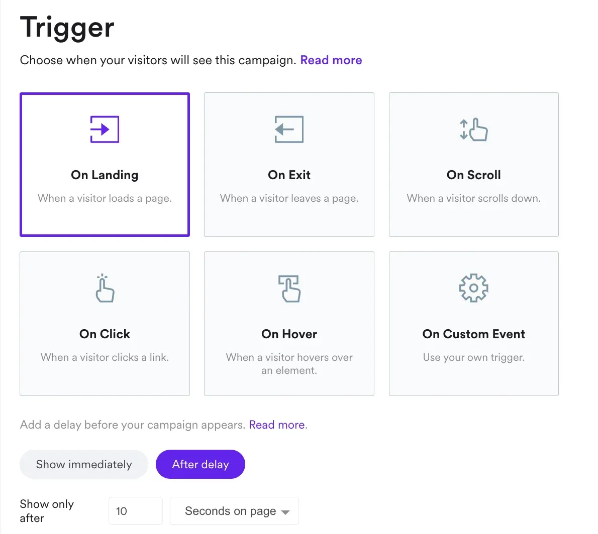 display trigger options