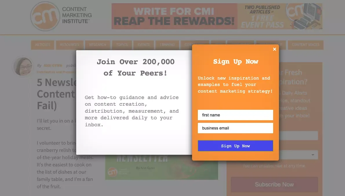 exit popup from CMI