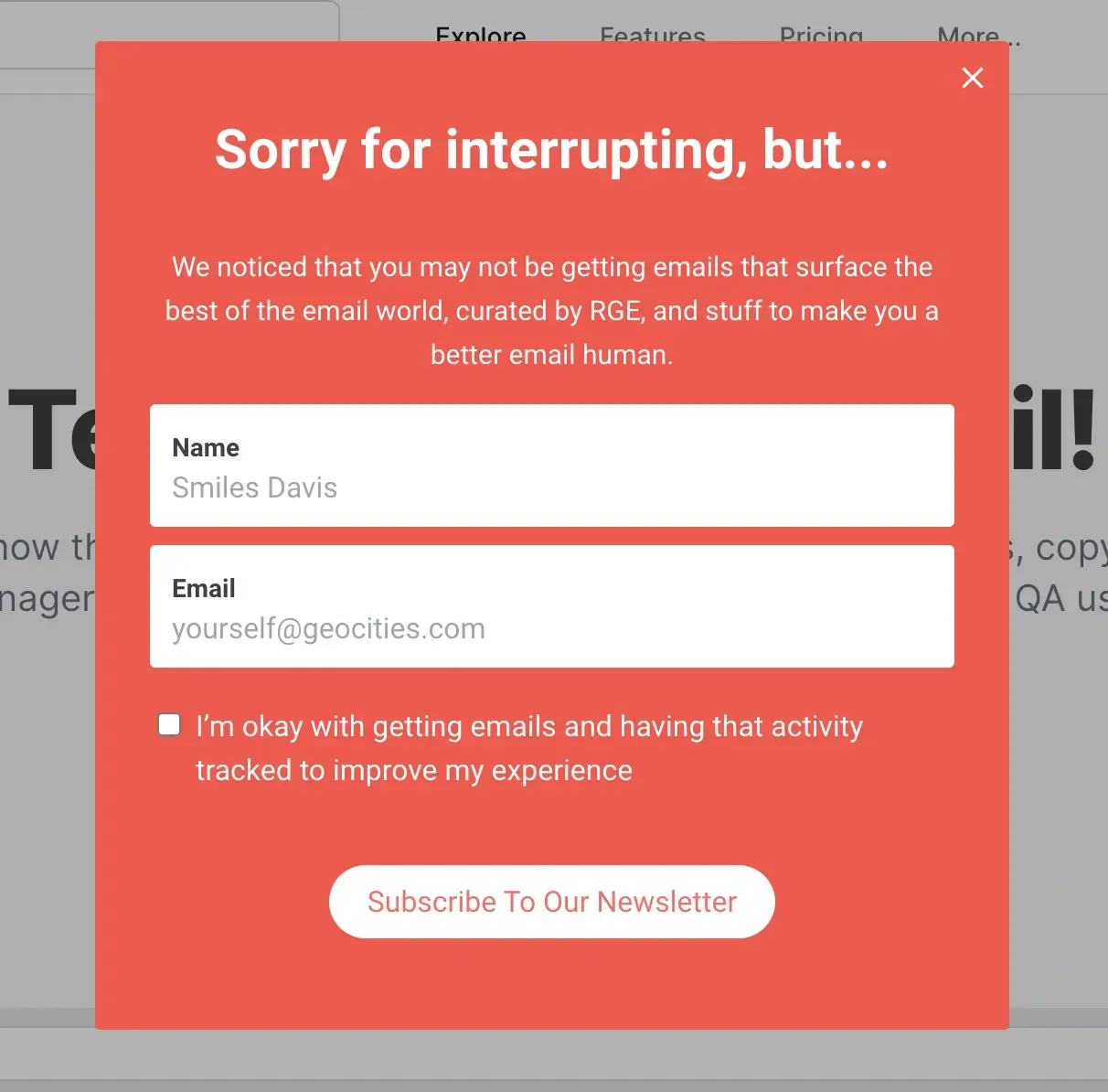 newsletter subscription popup