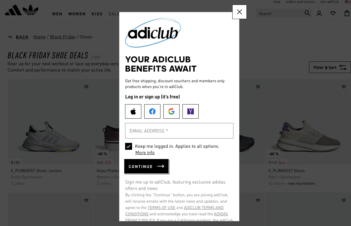 Black Friday popup loyalty program