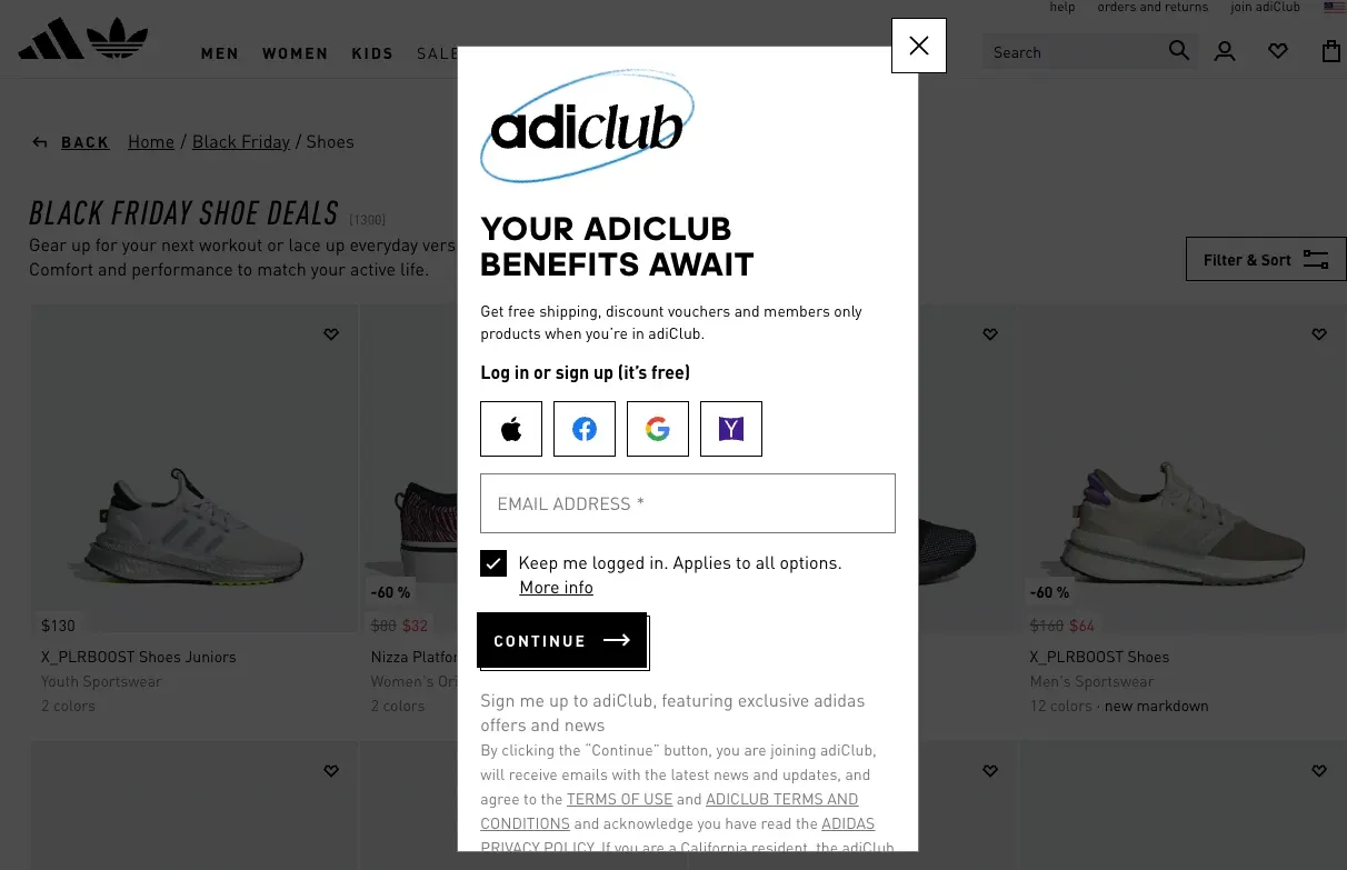 Black Friday popup loyalty program