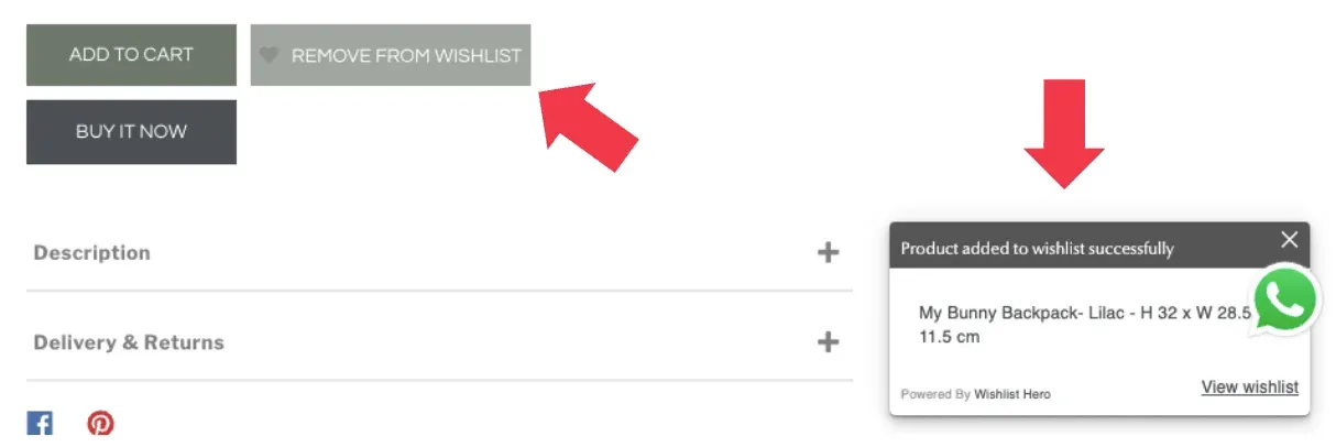 adding to wishlist widget