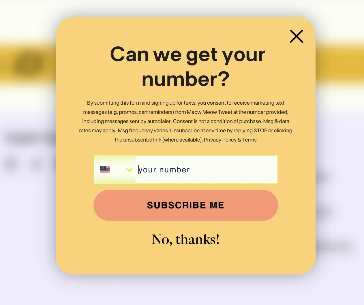 sms popup campaign