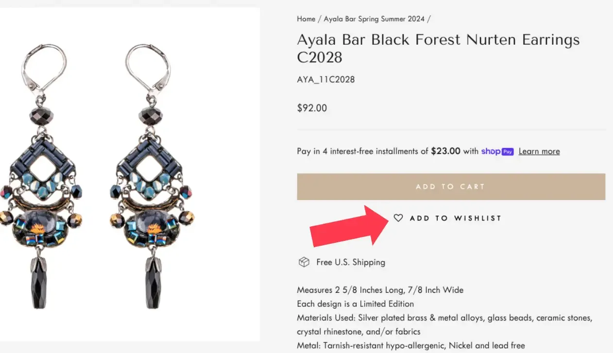 add to wishlist button