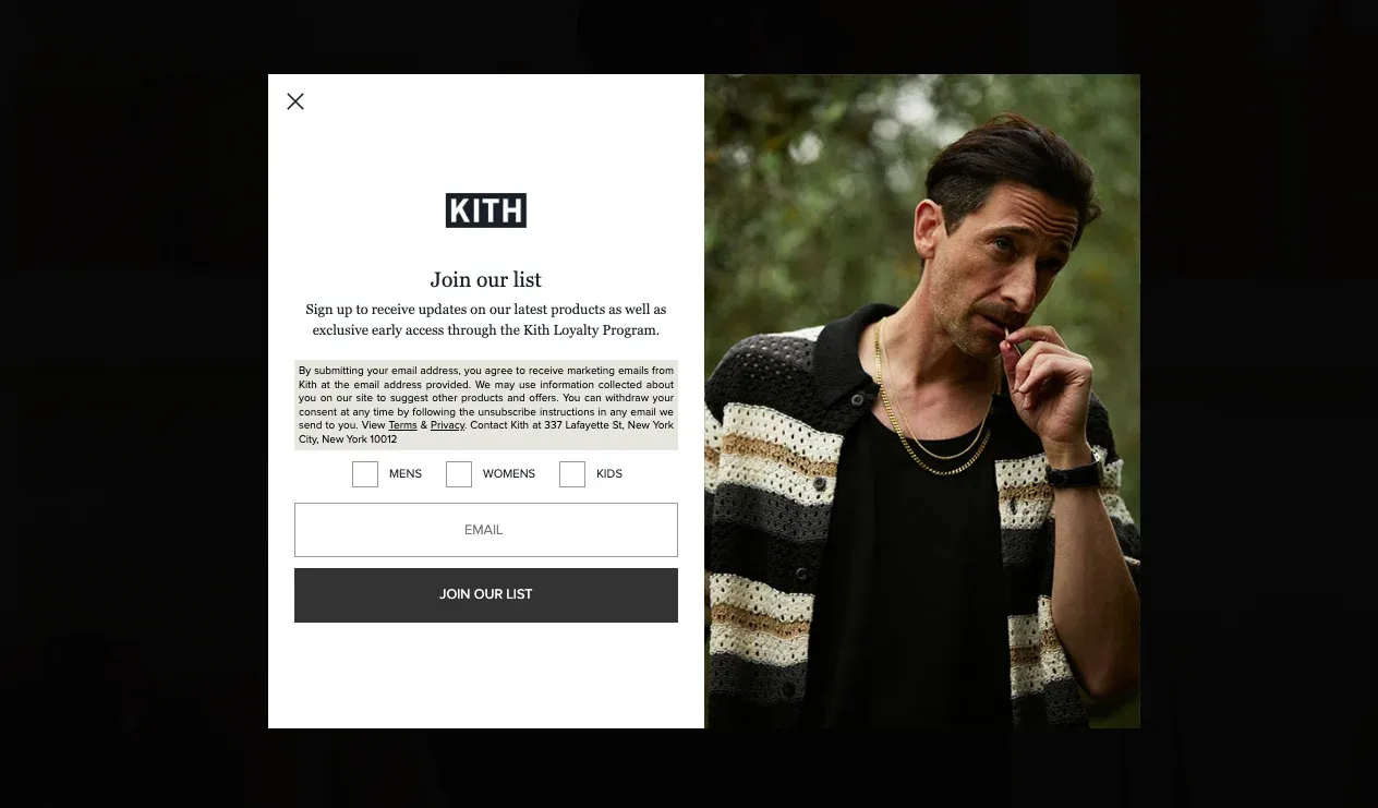 ecommerce popup newsletter