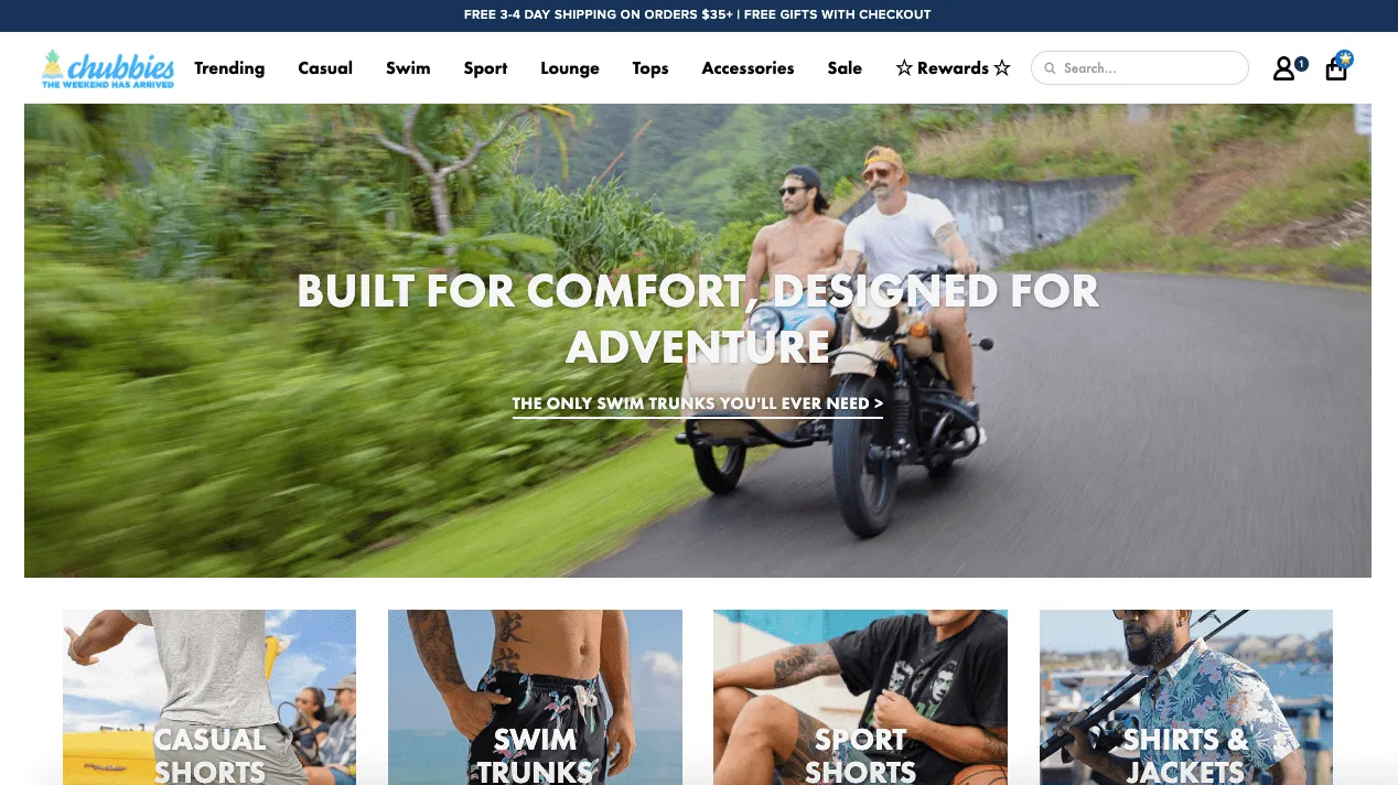 chubbies shopify store clothing example