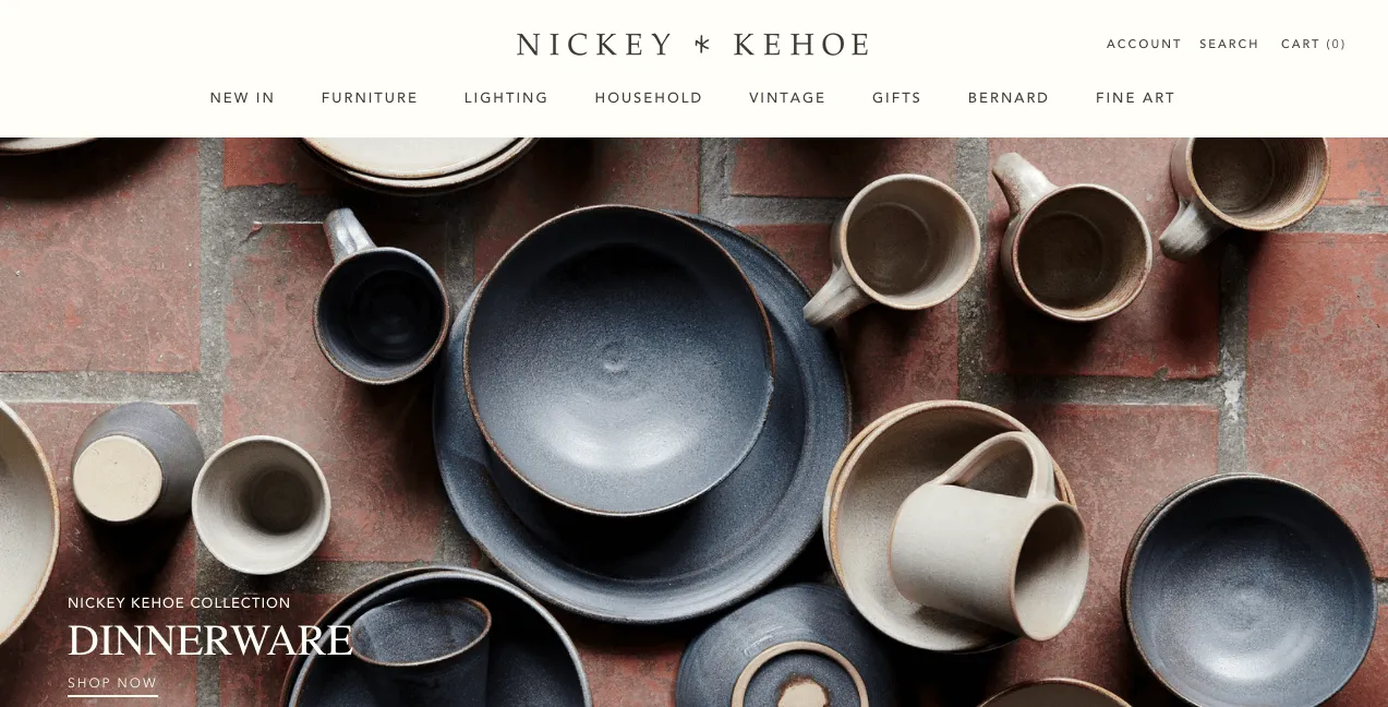 Nickey Kehoe Shopify store homepage