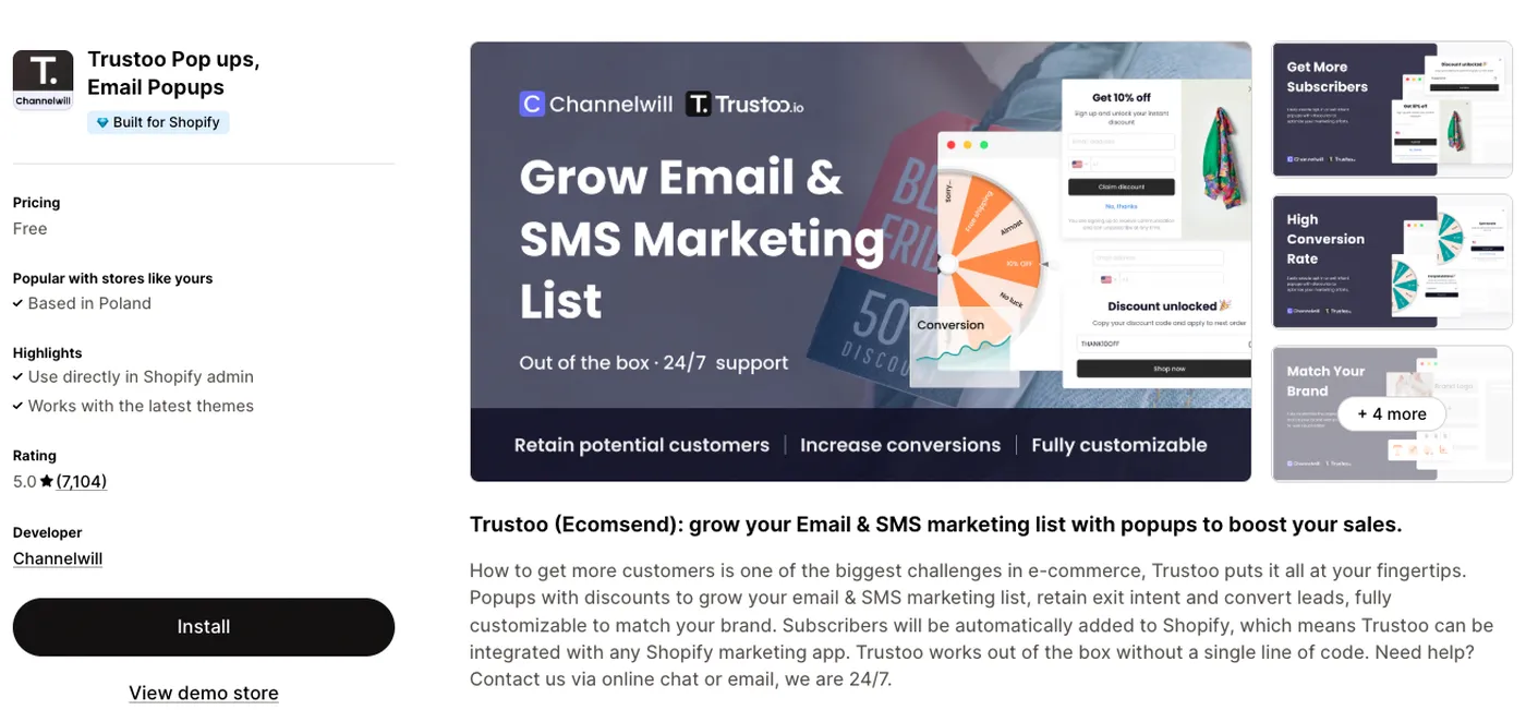 Trustoo on the Shopify App Store