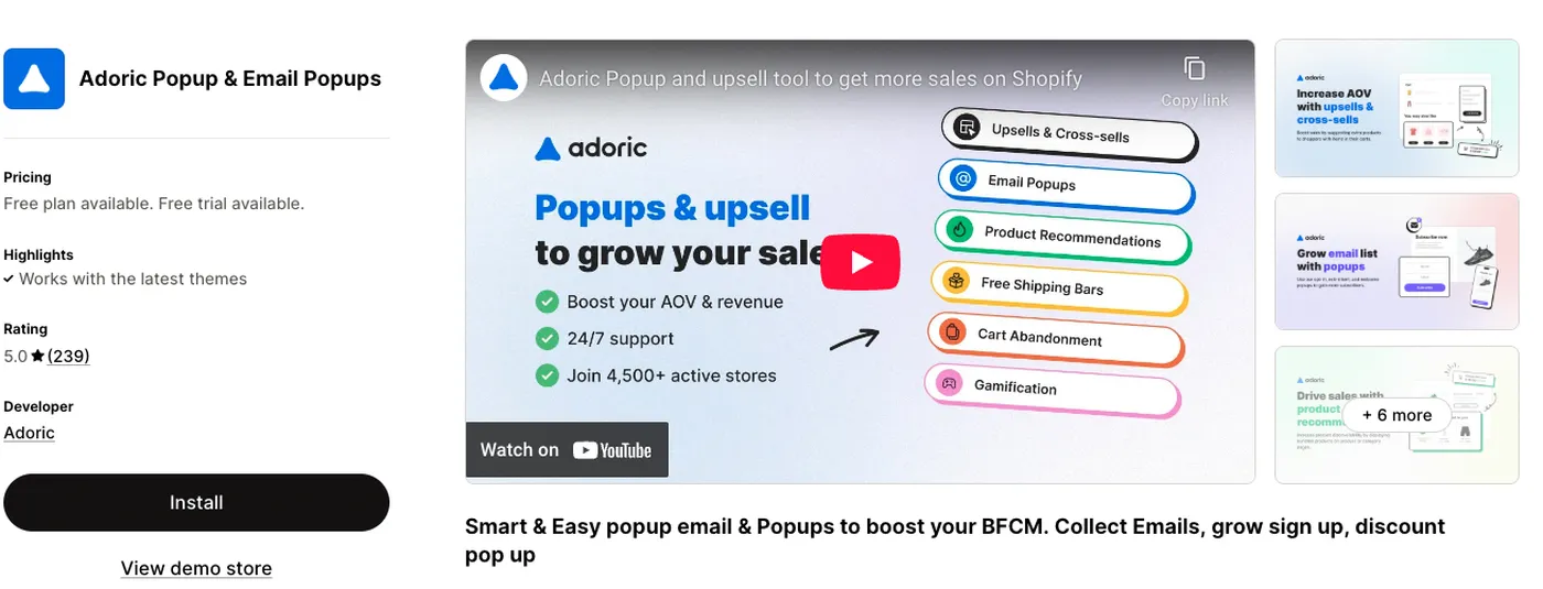 Adoric on the Shopify App Store