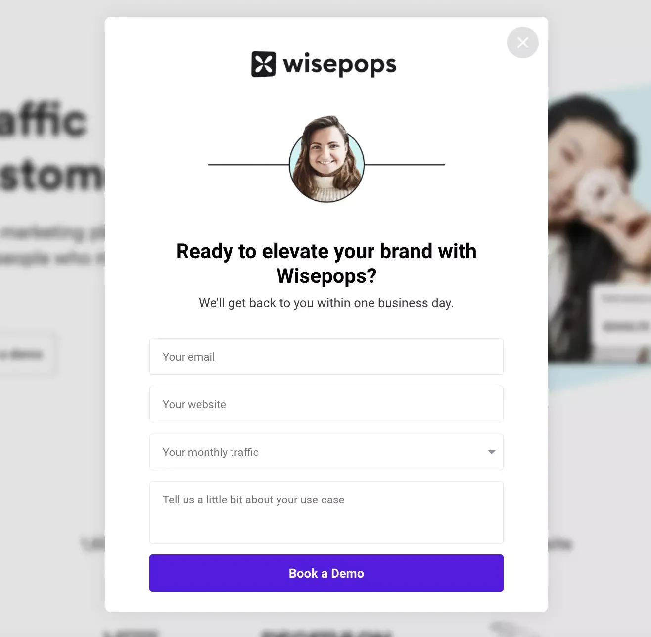 wisepops on click popup