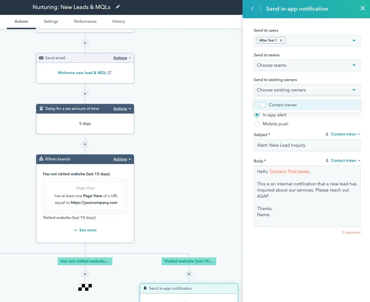 the HubSpot marketing dashboard