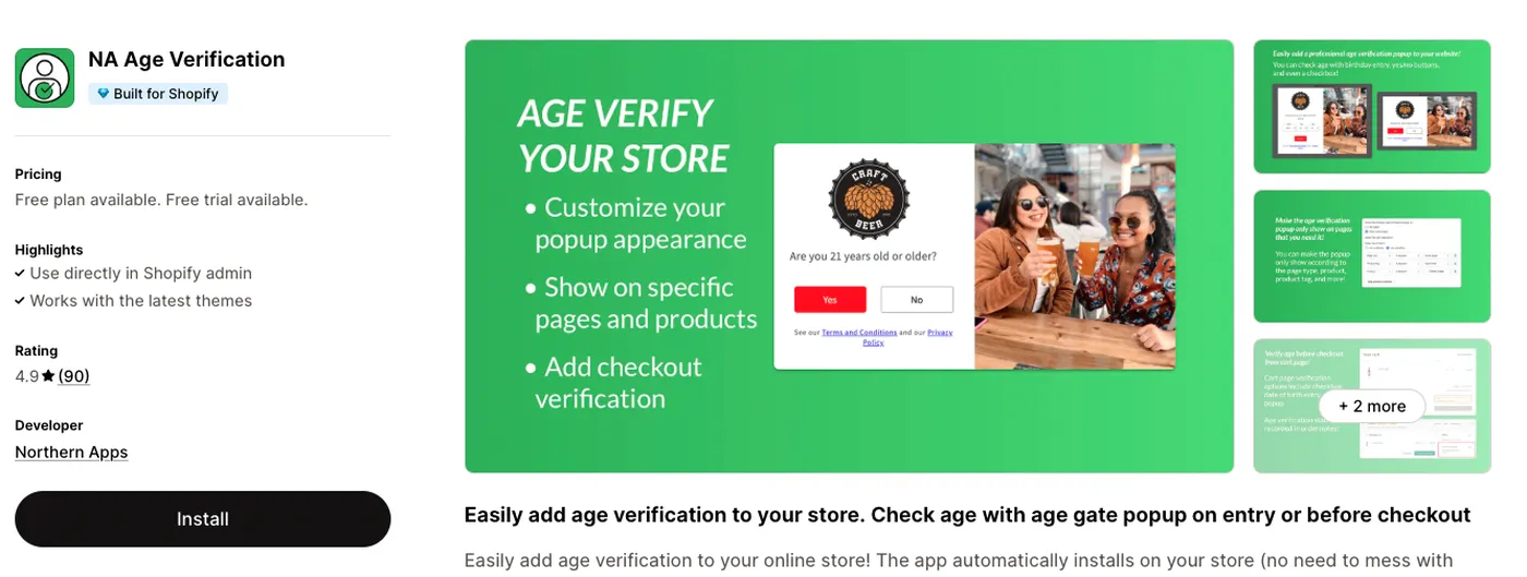 Age Checker on the Shopify App Store