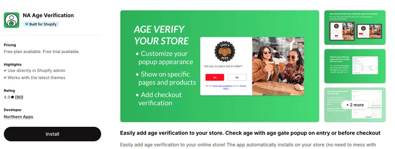 Age Checker on the Shopify App Store
