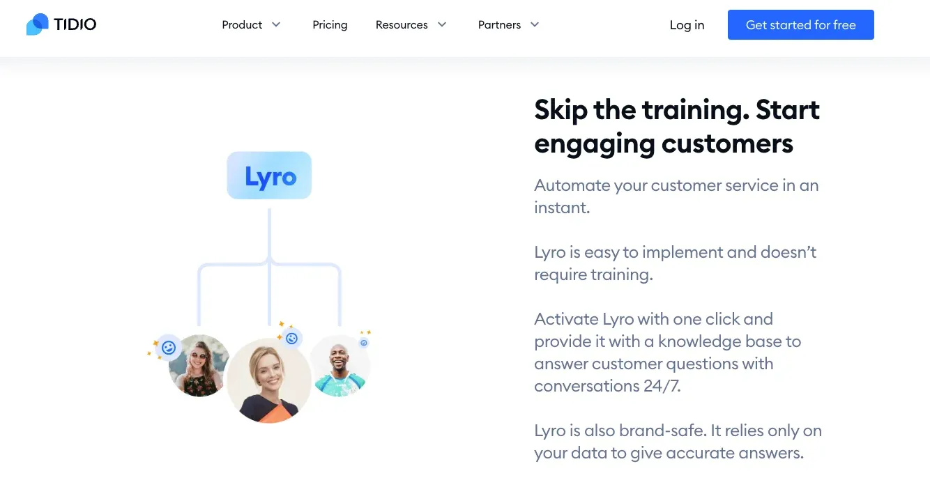 Lyro by Tidio AI customer support chatbot for ecommerce