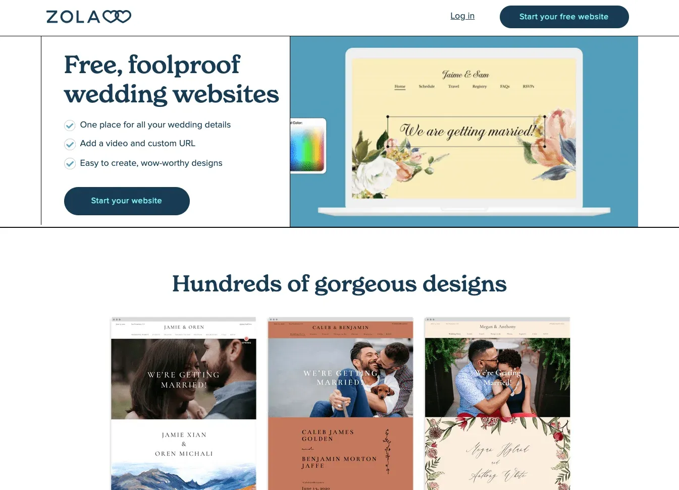 personalized landing page zola