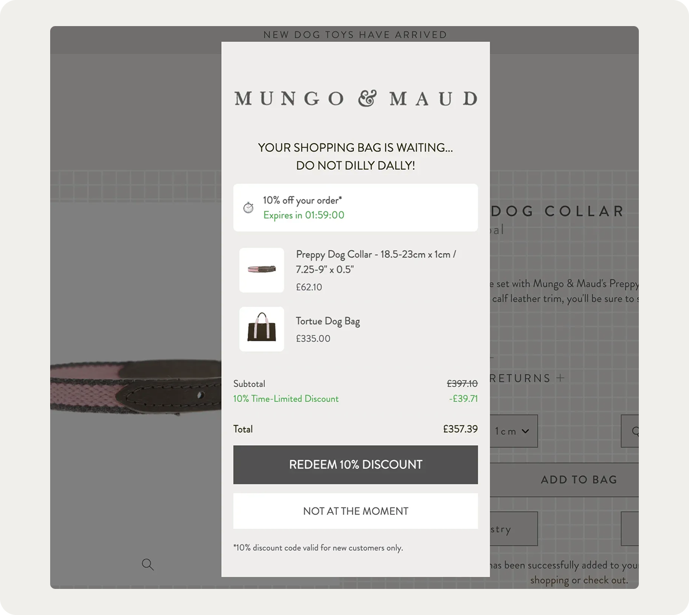 ai cart recovery popup