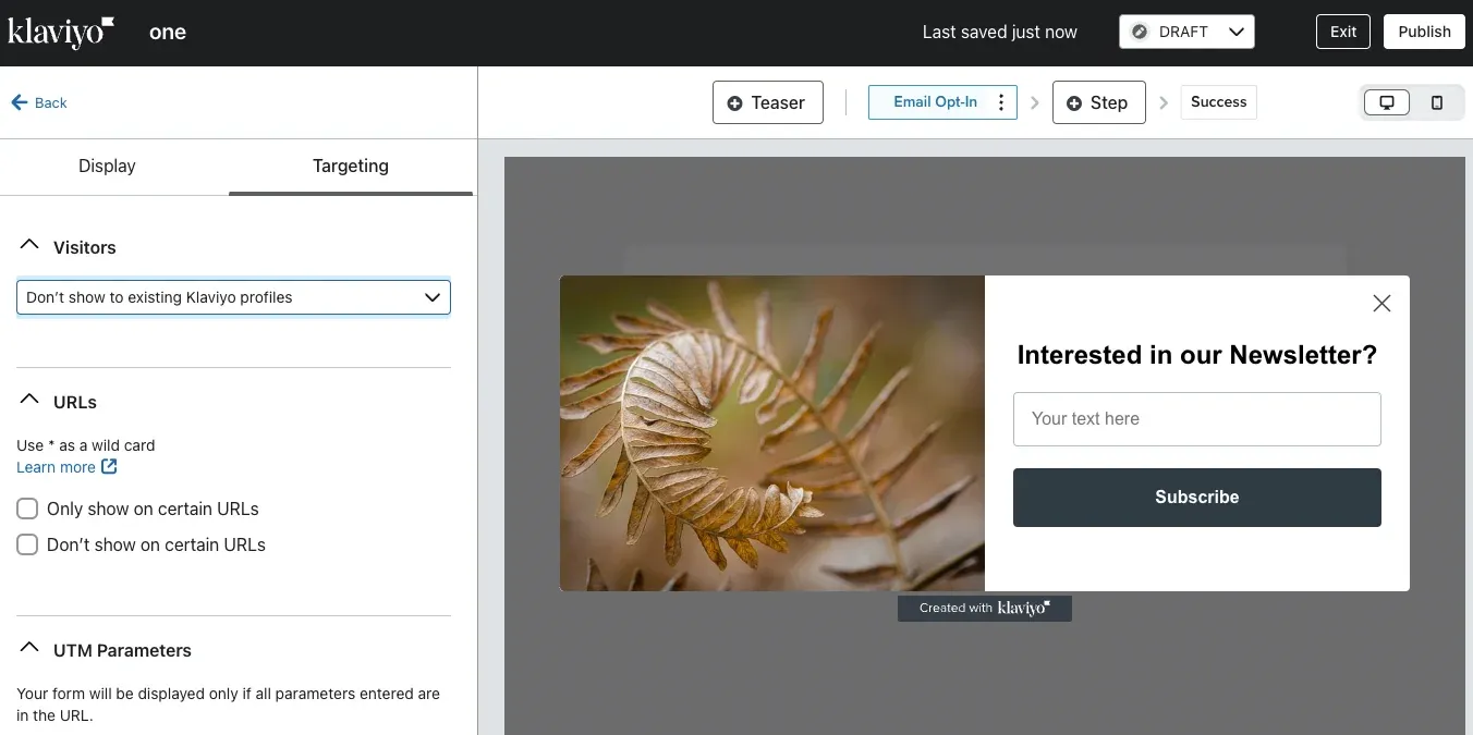 klaviyo form editor