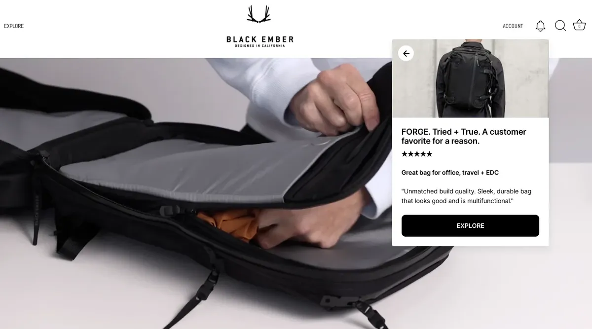 Black Ember feed message promoting a customer favorite