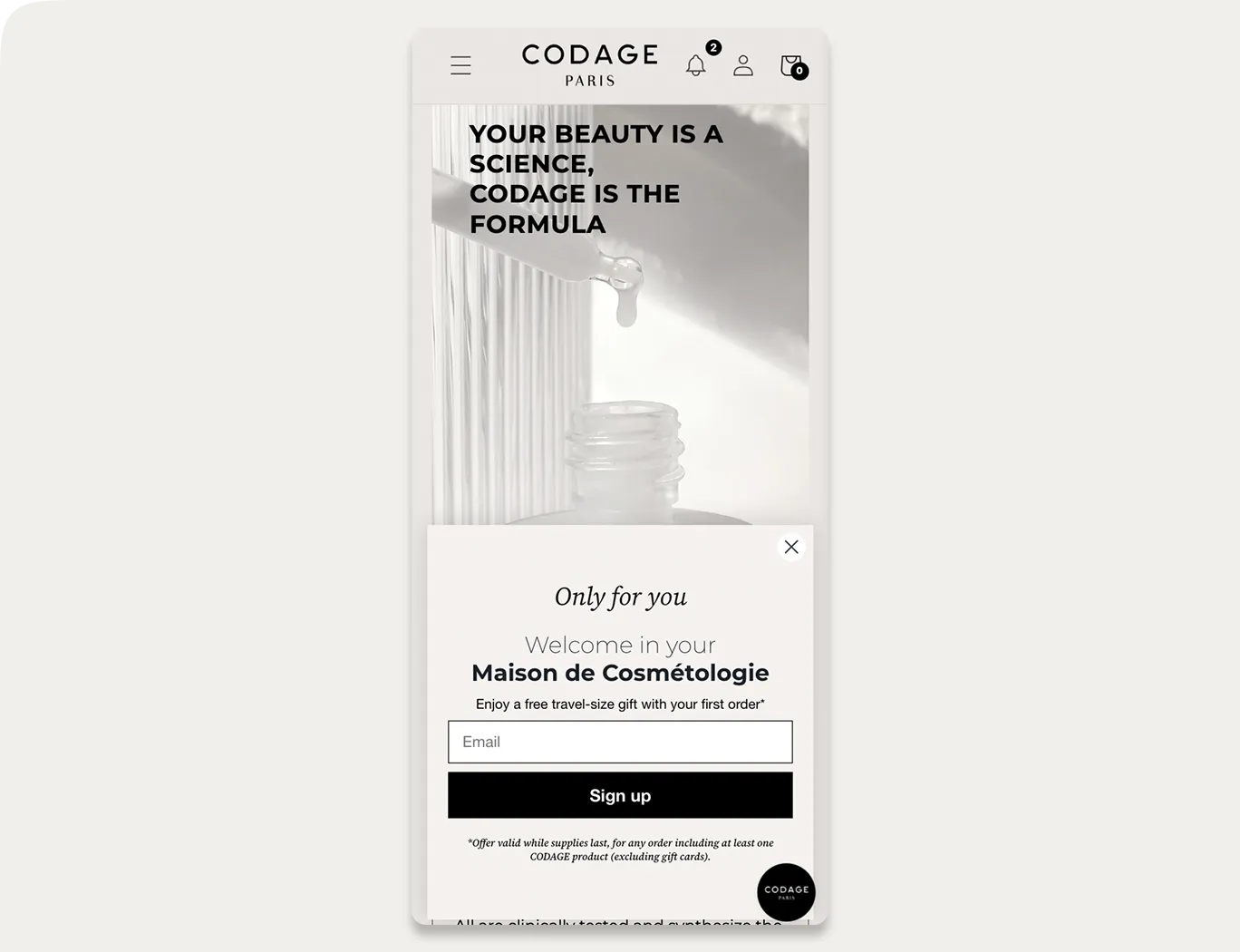 mobile popup