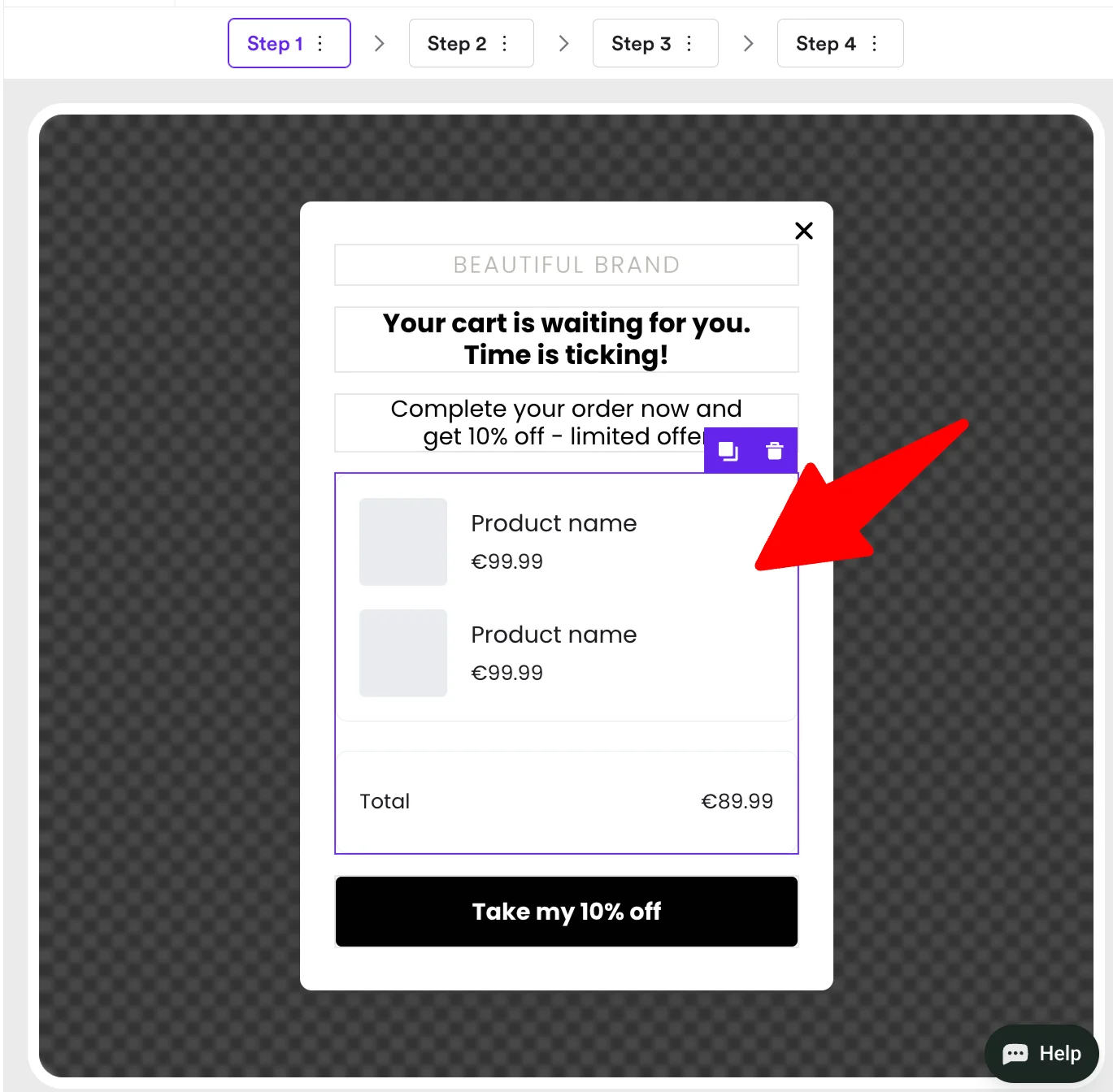 cart abandonment popup