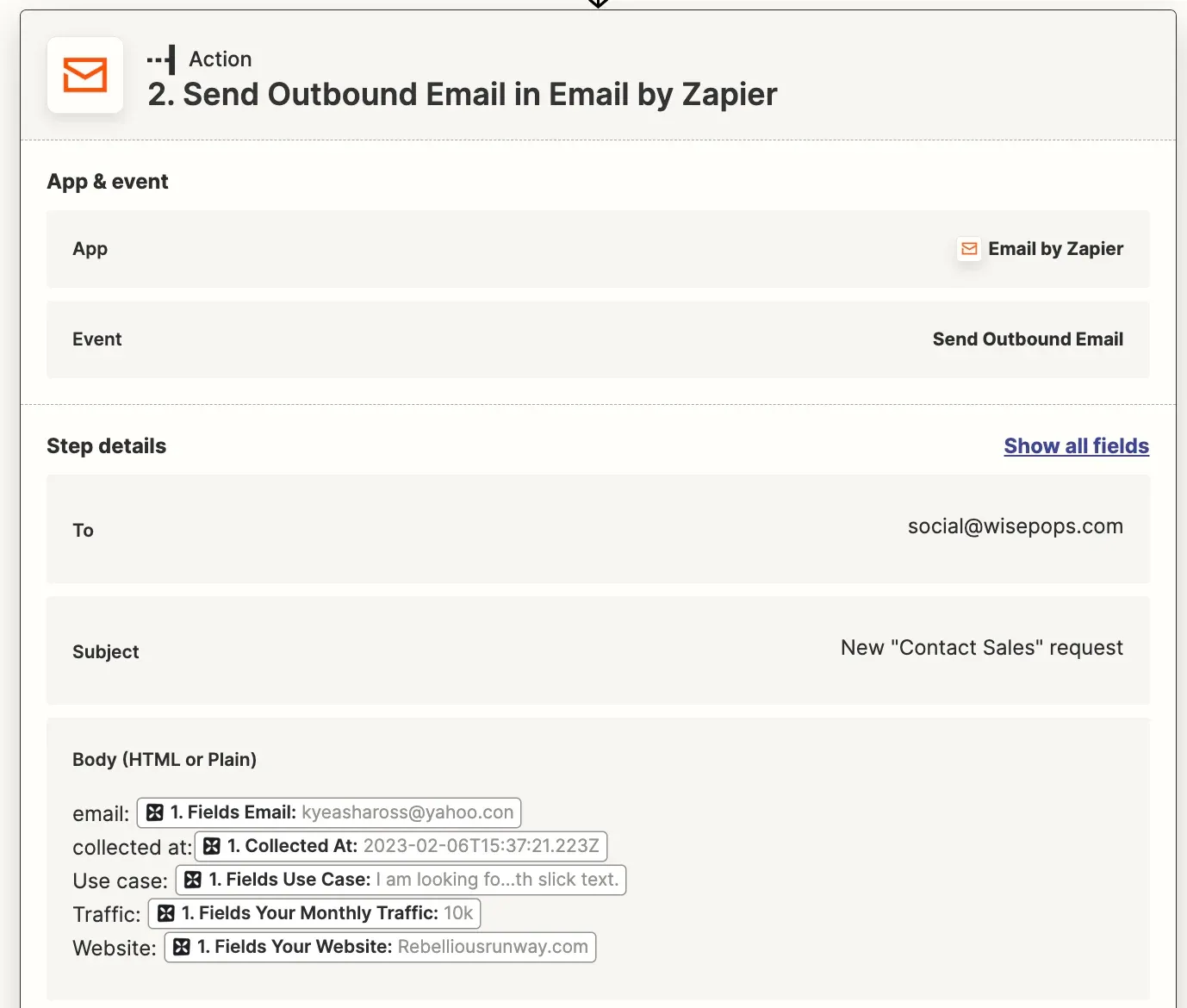 action step zapier