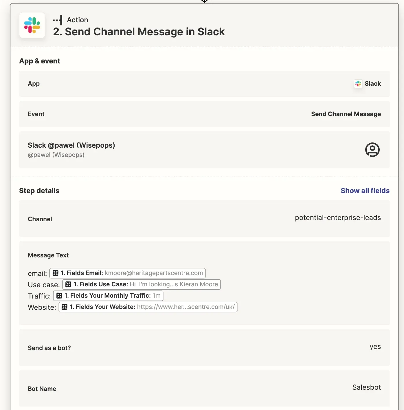 action step zapier #1